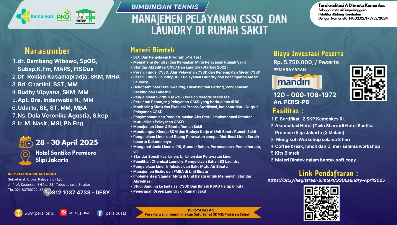 Bimbingan Teknis Manajemen Pelayanan CSSD dan Laundry di Rumah Sakit