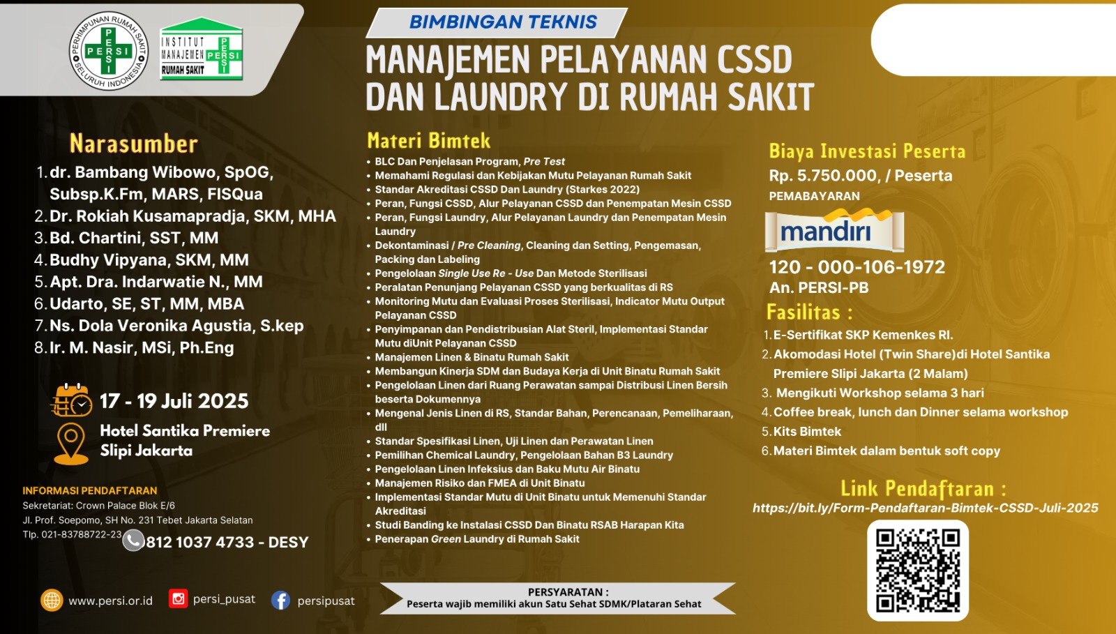 Bimbingan Teknis Manajemen Pelayanan CSSD dan Laundry di Rumah Sakit