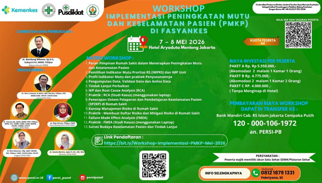 Workshop Implementasi Peningkatan Mutu dan Keselamatan Pasien (PMKP) di Fasyankes