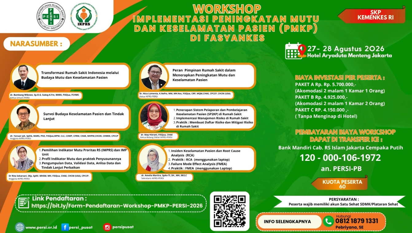 Workshop Implementasi Peningkatan Mutu dan Keselamatan Pasien (PMKP) di Fasyankes