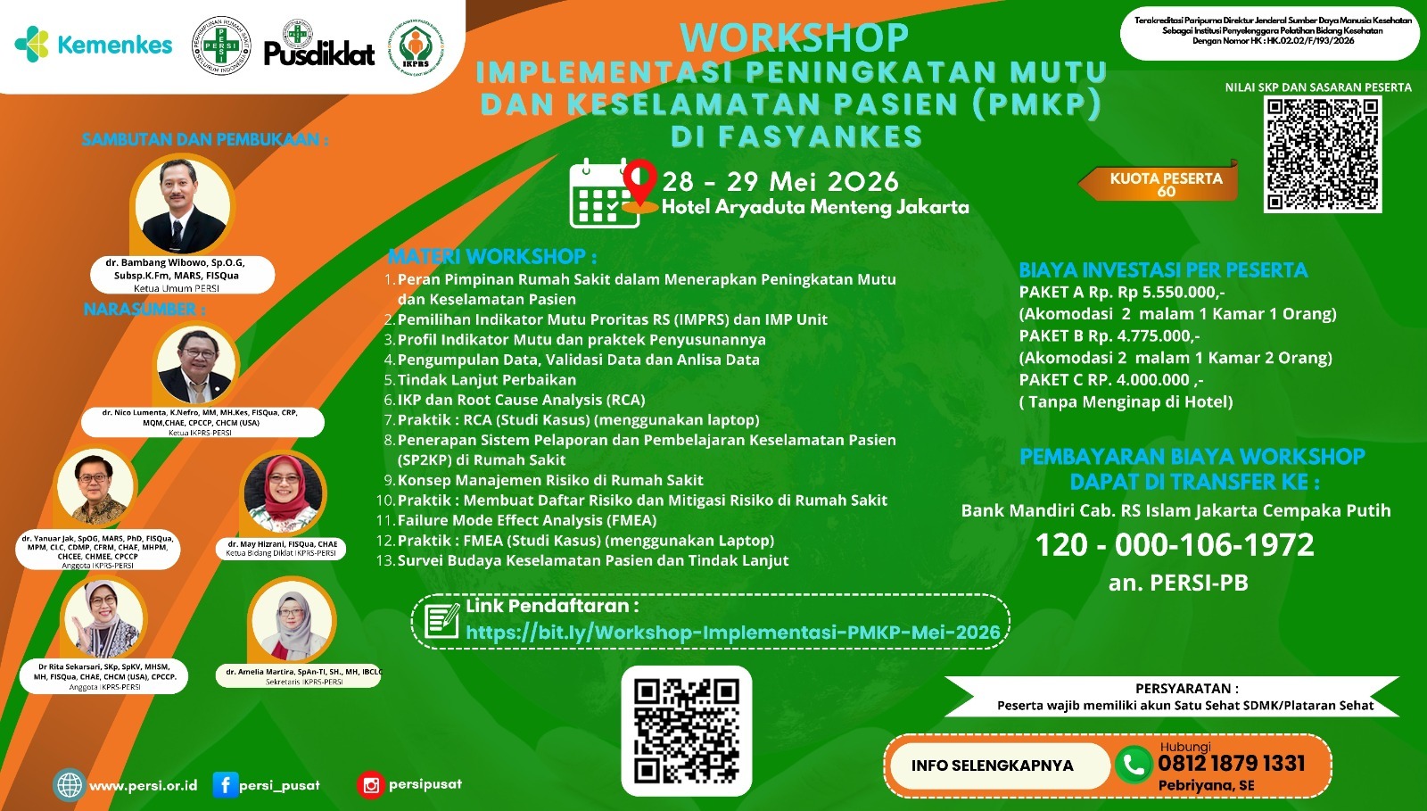 Workshop Implementasi Peningkatan Mutu dan Keselamatan Pasien (PMKP) di Fasyankes