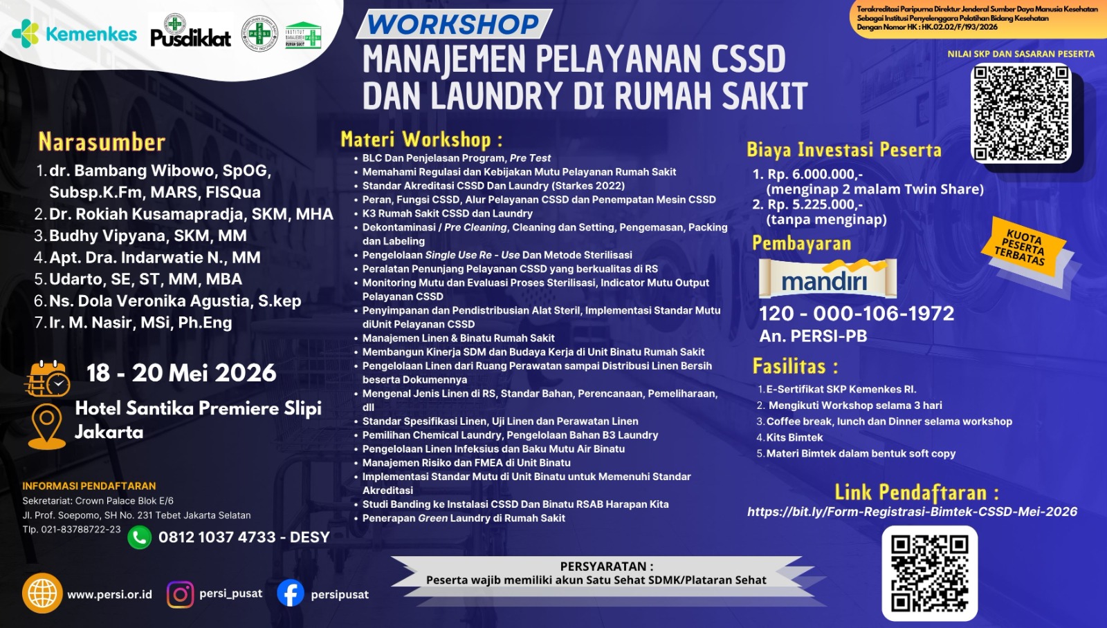 Workshop Manajemen Pelayanan CSSD dan Laundry di Rumah Sakit