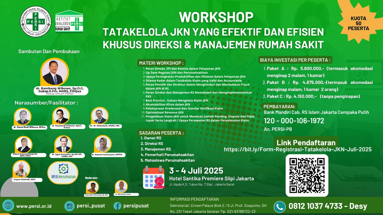 Workshop Tatakelola JKN yang Efektif & Efisien Khusus Direksi & Manajemen Rumah Sakit