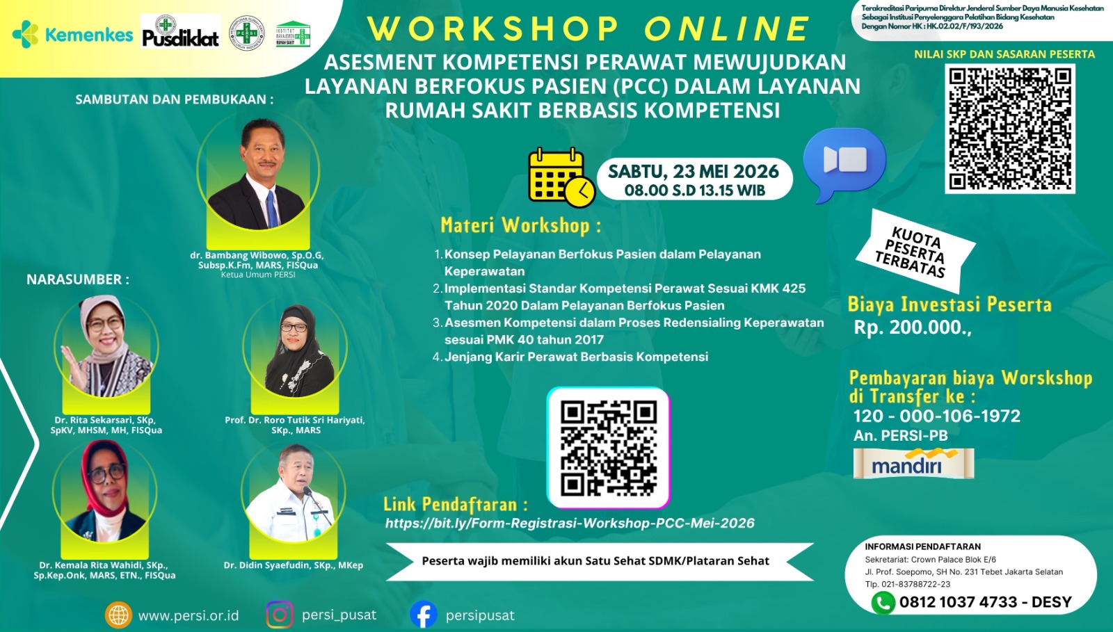 Workshop Asesment Kompetensi Perawat : Mewujudkan Layanan Berfokus Pasien (PCC) dalam Layanan RS Berbasis Kompetensi