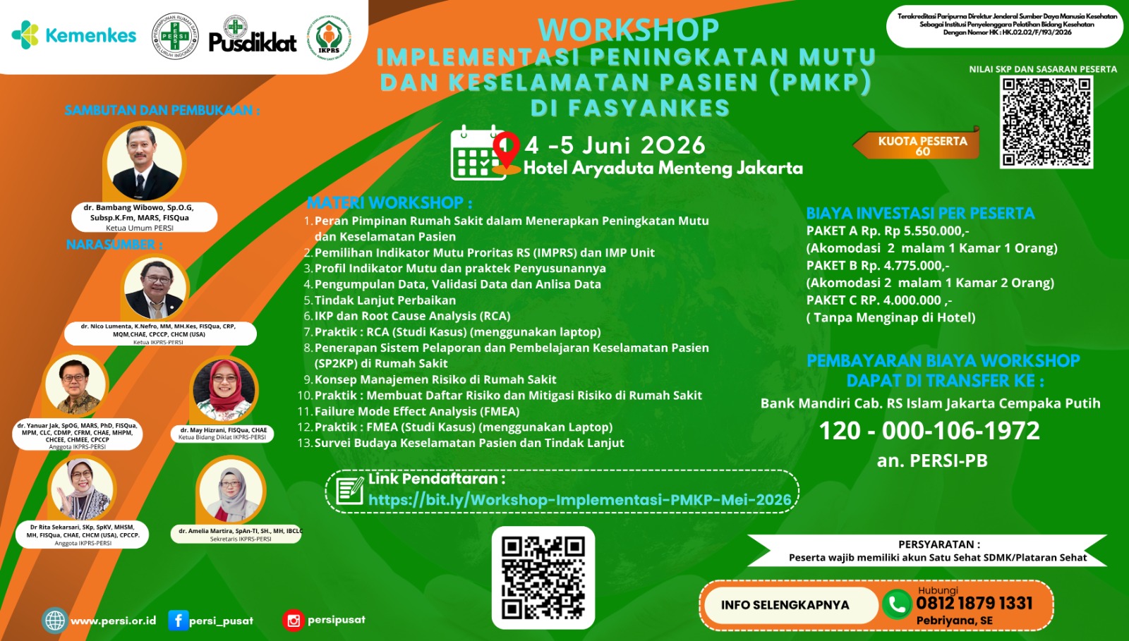 Workshop Implementasi Peningkatan Mutu dan Keselamatan Pasien (PMKP) di Fasyankes