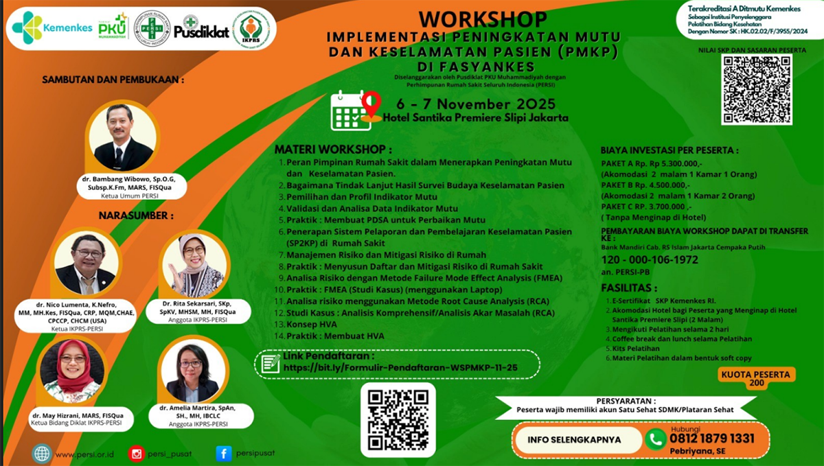 Workshop Implementasi Peningkatan Mutu dan Keselamatan Pasien (PMKP) di Fasyankes